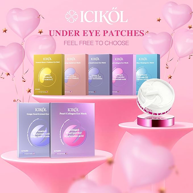 ICIKOL Under Eye Patches with Collagen, Eye Patches for Puffy Eyes and Dark Circles, Glowing - Deep Hydrating Hydrogel Eye Mask for Wrinkles, Fine Lines, Gifts for Women - Skin Care, 30 Pairs (White)