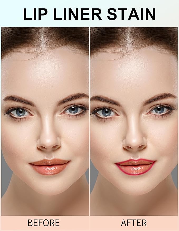 Erinde Peel Off Lip Liner Stain, Long Lasting Tattoo Lip Liner with Tweezer, Matte Finish Peel Off Lip Stain, Waterproof Transfer Proof Lip Stain Peel Off, Non-Stick Cup Nude Lip Stain Lipliner, 06