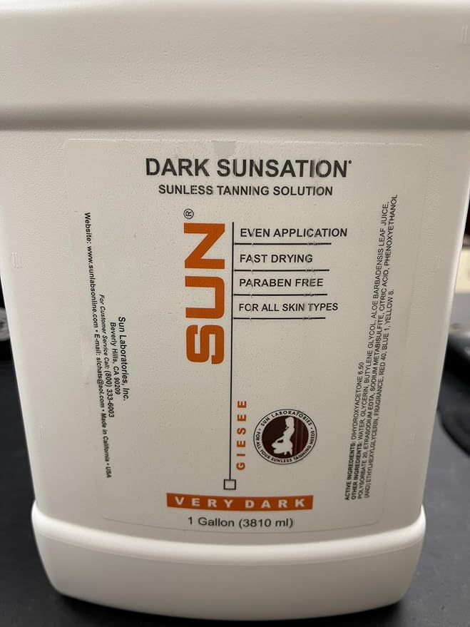 Dark Sunsation Spray Tan Solution 1 Gallon - Professional Airbrush Tanning Solution, Ultra Dark Self Tanner, Non-Toxic Sunless Tanning Spray, Fake Tan, Spray Tan, Tanning Spray for Perfect Glow