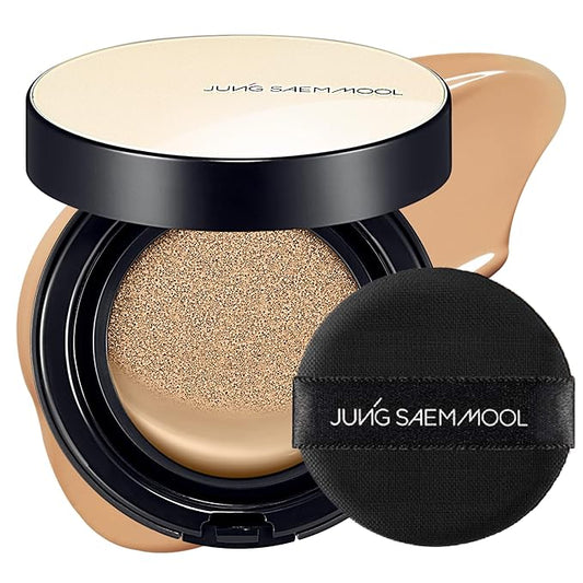 JUNG SAEM MOOL Essential Skin Nuder Cushion | Natural Finish, Buildable Coverage Cushion Foundation by Korean Makeup Artist (Refill Not Included, 0.49 Fl Oz), 25W Latte