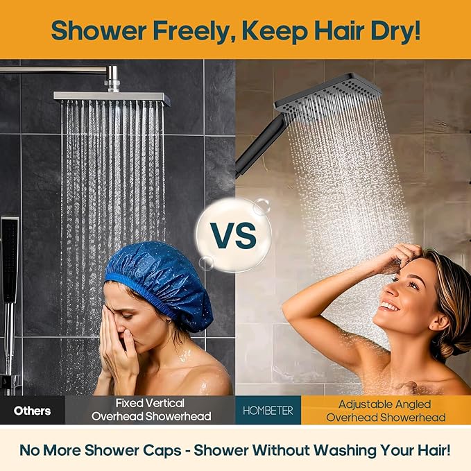 Hombeter Filtered Shower Head with Handheld Combo High Pressure Shower Head with Filters 10 Inch Rain Shower Head Height Adjustable Dual Water Softener Shower Head for Hard Water - Removes Chlorine