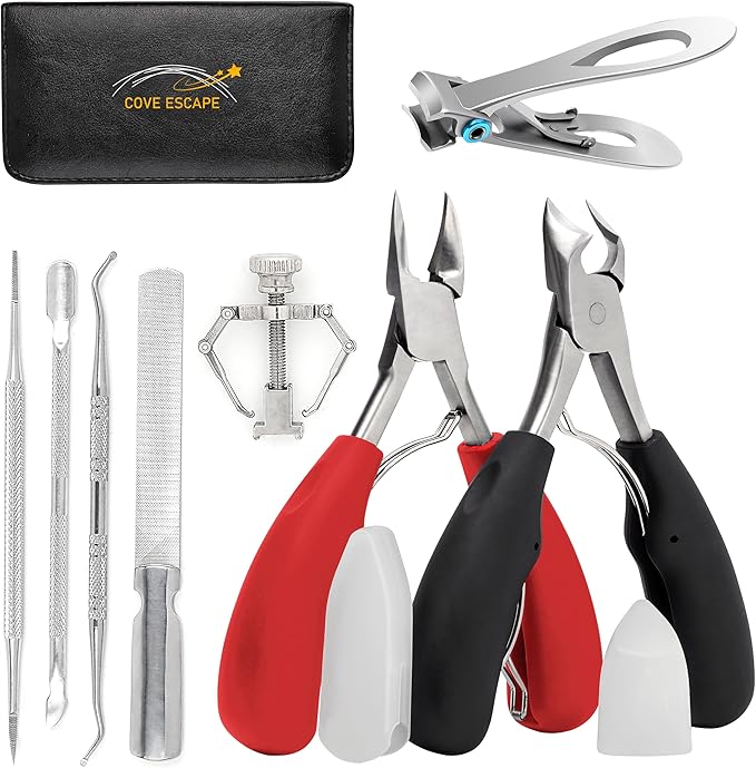 Toenail Clippers for Seniors Thick Toenails- Heavy Duty Podiatrist Ingrown Toe Nail Cutter for Men, Professional & Adults - Easy Grip Handle Stainless Steel (Large, 8, Count)