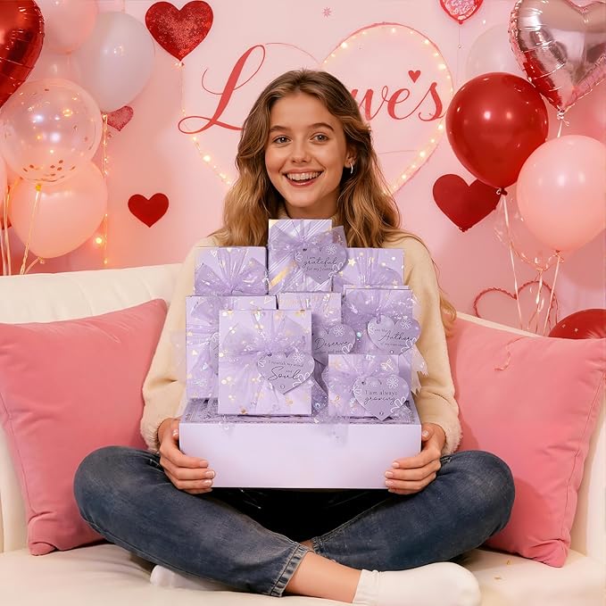 Teen Girl Gifts Trendy Stuff, 10 Positive Affirmation Cards & Empowering Challenges to Unlock 10 Wrapped Makeup Gift Set Motivational Birthday Valentines Day Gift Basket for Tween & Teenage Girls