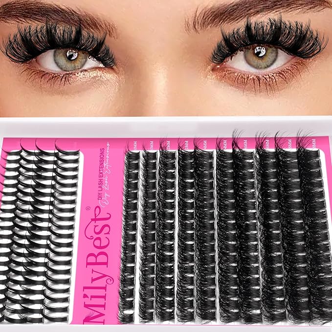 Lash Clusters 100D Eyelash Clusters Lash Spikes 13-19MM Spiky Volume Cluster Eyelash Extensions Long Thick DIY Individual Anime Lashes Clusters D Curl Strip Eyelashes by MilyBest