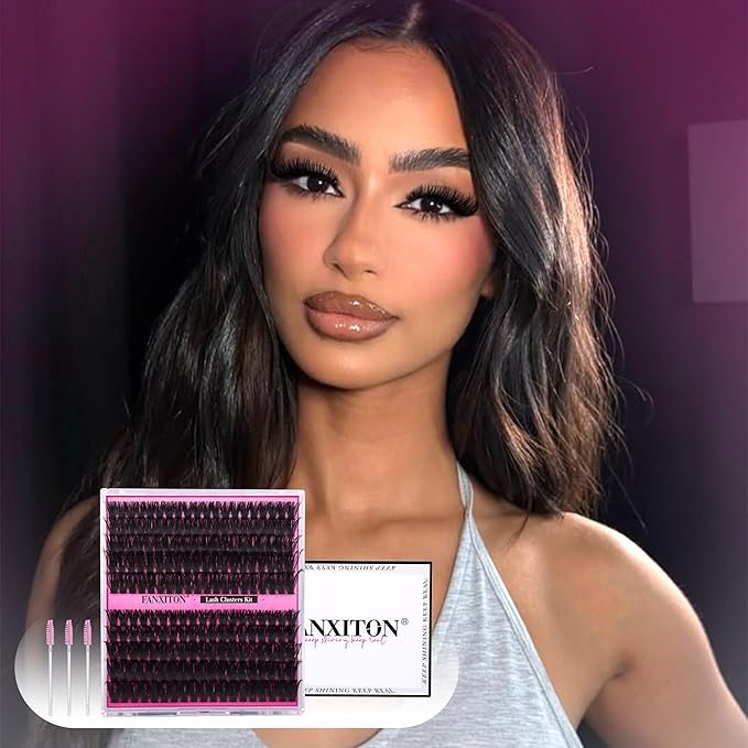 DIY Lash Extension Kit Volume Thick Lash Clusters D Curl 80D+100D 10-16MM Eyelash Extension Kit Individual Lashes Lash Cluster Kit For Beginners (No Glue)