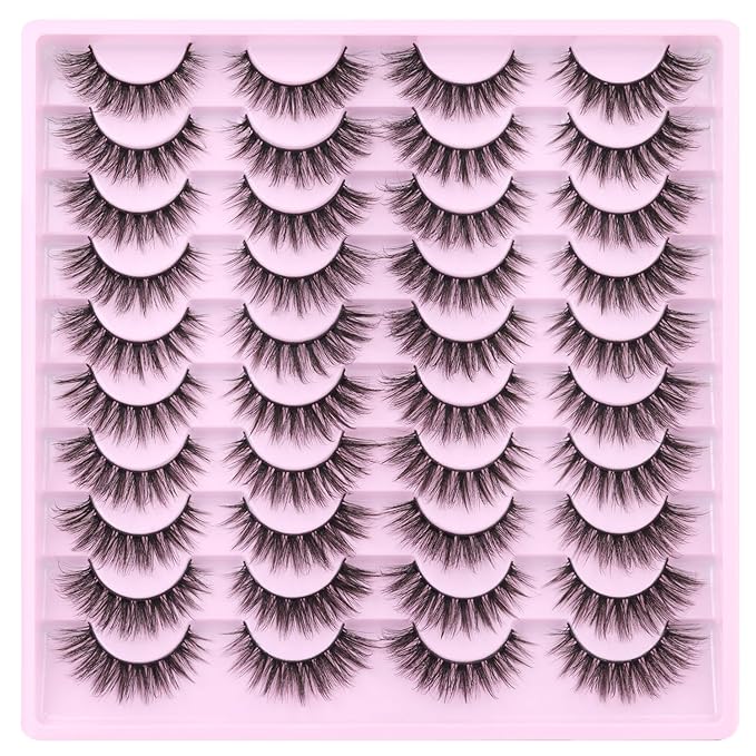 Kiromiro Lashes Wispy False Eyelashes Natural Look 14mm(0.55inch) Faux Mink Lashes Short Cat Eye Spiky Lash 3D Strip Eyelashes Pack 20 Pairs