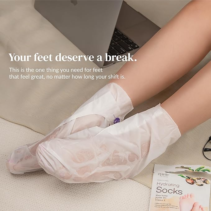 Epielle Relaxing Foot Mask 6 Pairs, Soften and Restore with Melatonin & Lavender Extract, Deep Moisturizing Socks for Dry, Cracked Feet, Self Care Gifts for Women, Spa Kit, Stocking Stuffers