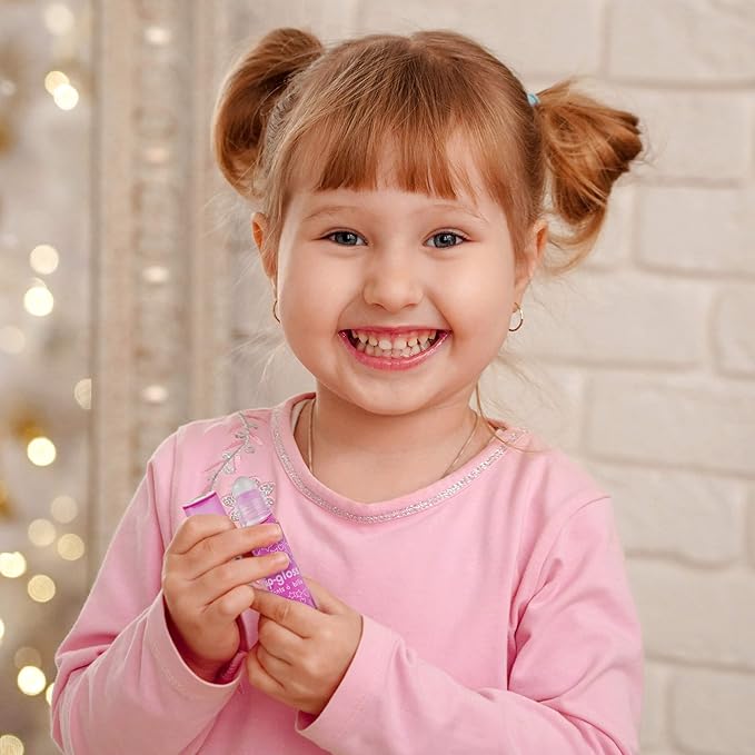 Expressions girl 12pc Roll On Lip Gloss Set with Carrying Case, Glossy Lip Make-up for Kids and Teens - Fruity Flavors, Non Toxic, Kid Friendly, Party Gift, Best Friends