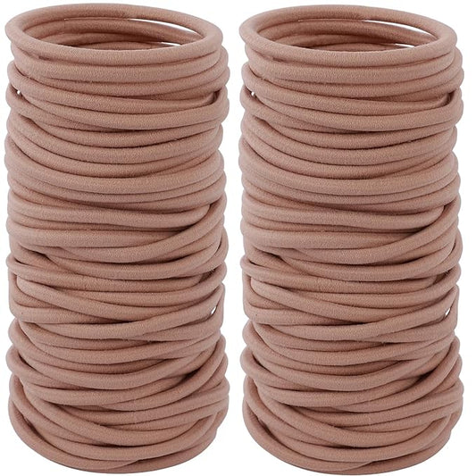100PCS Hair Tie, 4MM Elastic Hair Ties No Damage Ponytail Holder for Women, Men and Girls (4mm Beige Blonde)