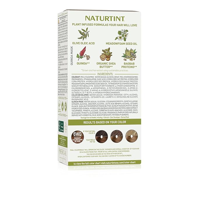 Naturtint 6WG Radiant Golden Dark Blonde Permanent Hair Color (Pack of 1), Ammonia Free, Vegan, Cruelty Free, up to 100% Gray Coverage, Long Lasting Results (Packaging may vary)