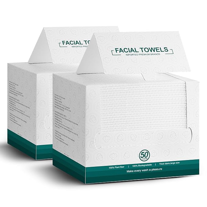 Face Towels,Facial Towels,100Ct Disposable Face Towel,7.9"x12"Face Cloths,Makeup Remover Face Towelettes Disposable,Disposable Face Cloths for Sensitive Skin,Biodegradable Dry Wipes