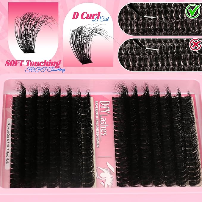 280 Pcs Lash Clusters Extensions Kit - 80D 100D 12-20mm Faux Mink Individual Eye Lash Clusters with D Curl Wispy for DIY Lash Extension at Home