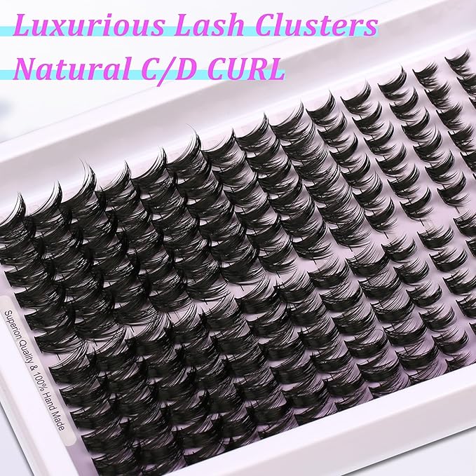 Lash Clusters Spiky Eyelash Extensions Wispy Individual Lashes Manga Eyelash Individuals 168 Pcs CC-Curly Cluster Eyelash Extensions 8-16MM Mixed DIY Lash Extensions