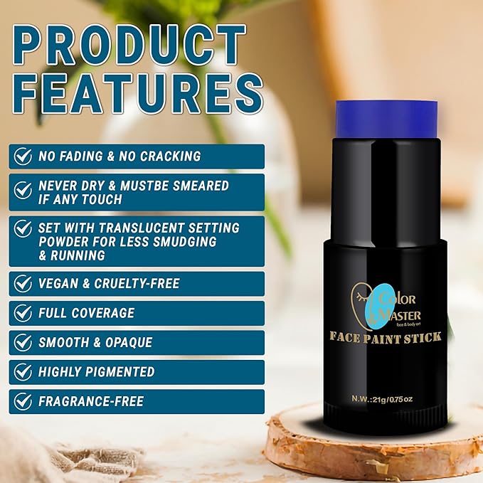 ColorMaster Eye Black Face Body Paint Stick (0.75oz) (Blue)