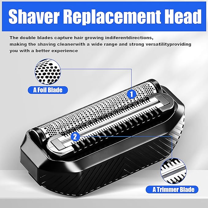Shaver Replacement Blade compatible with MANSCAPED The Handyman Compact Face Shaver Razor Replacement Head (Black(2PCS))