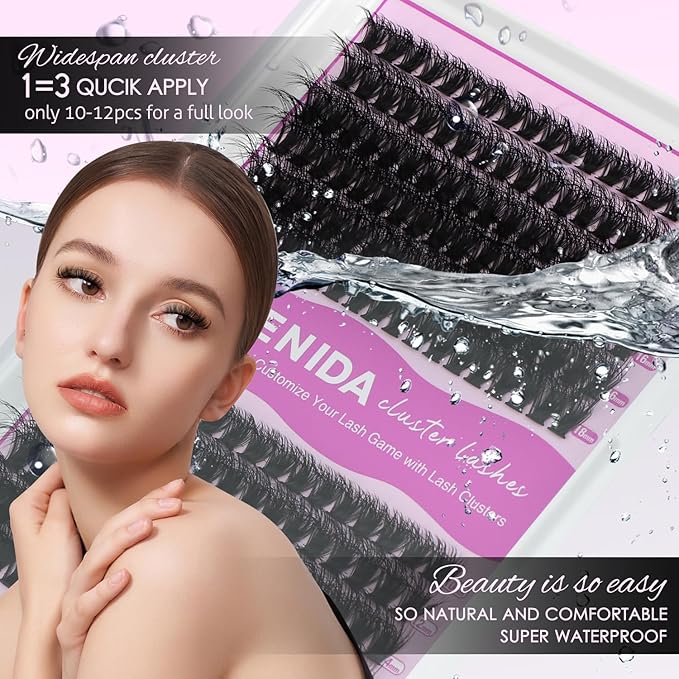 Lash Extension Kit Thick Lash Cluster Kit 10-18mm Volume Eyelash Clusters D Curvature Cluster Eyelash Extensions Kit 3D Wispy Lash Clusters DIY Lash Extension Kit(60D 80D-10-18MIX Thick Kit)