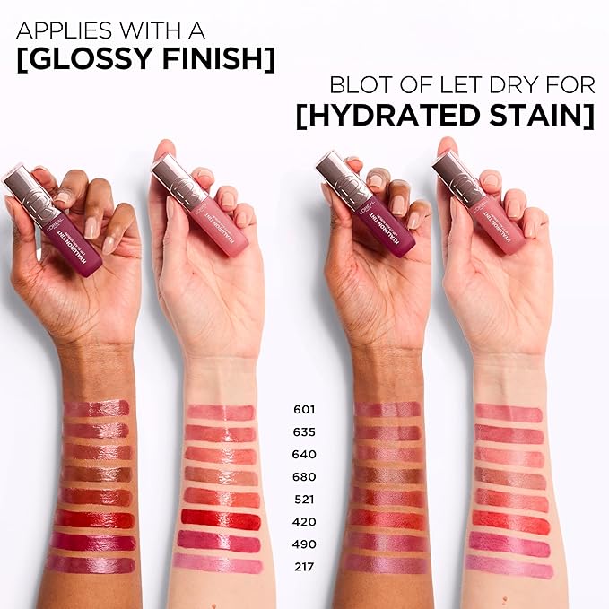 L'Oreal Paris Hyaluron Tint Lip Stain Serum, Long Lasting, Hydrating Lip Makeup Infused with Hyaluronic Acid, 217 Smoky Mauve (Dusky Pink)