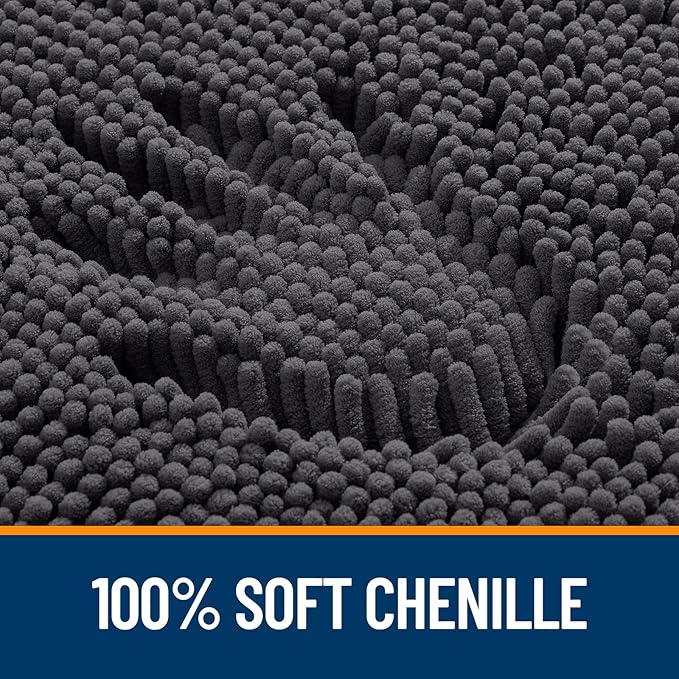 OLANLY Bathroom Rugs 30x20, Extra Soft Absorbent Chenille Bath Rugs, Rubber Backing Quick Dry, Machine Washable Bath Mats for Bathroom Floor, Tub and Shower, Home Decor Accessories, Dark Grey