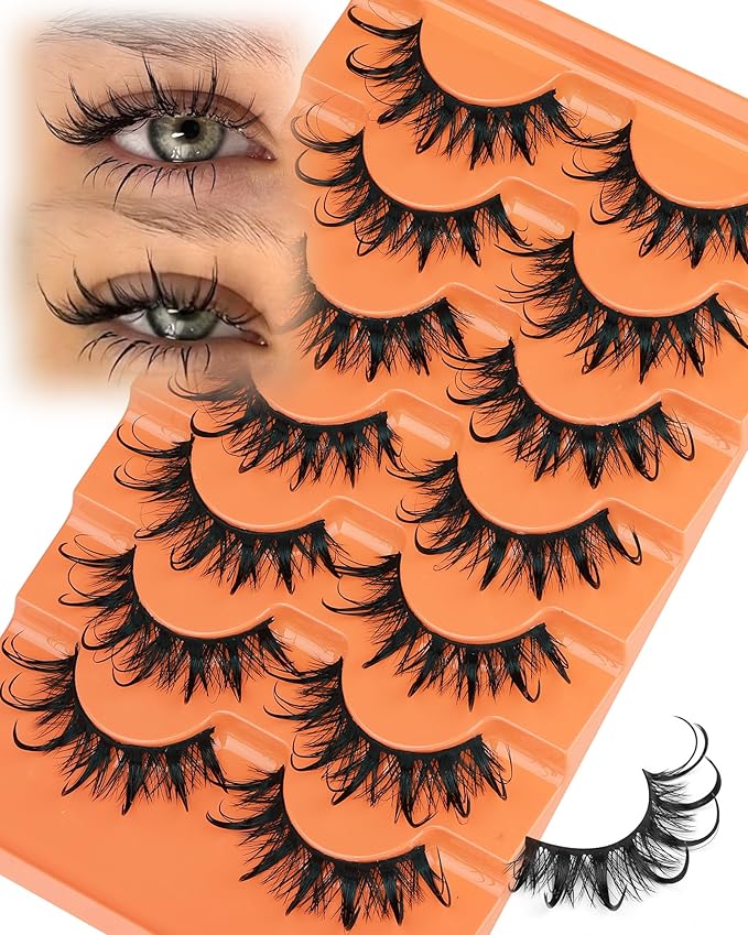 Manga Lashes Natural Look Spiky False Eyelashes Fluffy D Curl Wispy Lashes 3D Volume Anime Lashes with Spikes for Cosplay Party Wet Lashes Look by JIMIRE