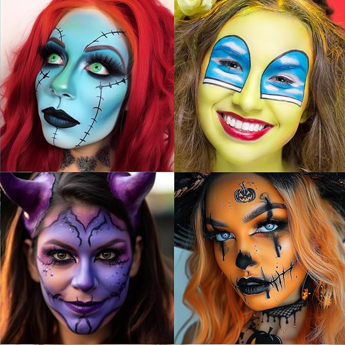 UCANBE Macaron Face Body Paint Set, 15 Colors Painting Palette Makeup Kit + 10pc Colorful Artist Brushes, Oil Base Paint Set for Halloween, Cosplay, Parties and SFX Costume