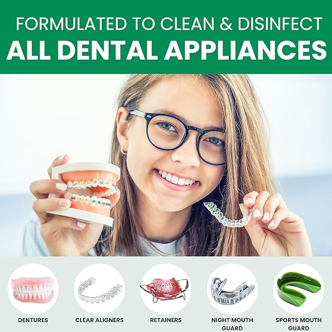 ProTech Retainer Cleaner - 90 - 120 Cleanings (0.23 Per Cleaning) 12 Pack/3 Month Supply - For Clear Aligners, Dentures, Retainers, Mouth Guards & Night Guards - Cleaning Crystals, Mint