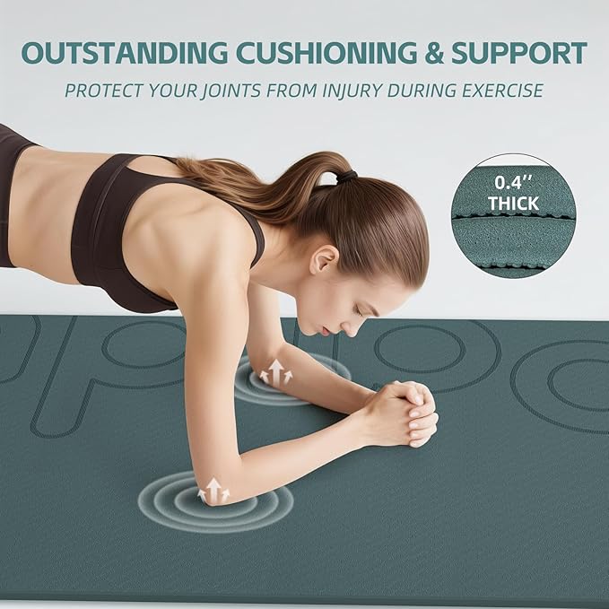 Large Yoga Mat, 72" x 36" x 2/5"（10MM） Thick Non-Slip Exercise Mat, SGS-Certified POE Material, Ideal for Home Gym, Yoga, Pilates, Fitness Workouts & Floor Mat