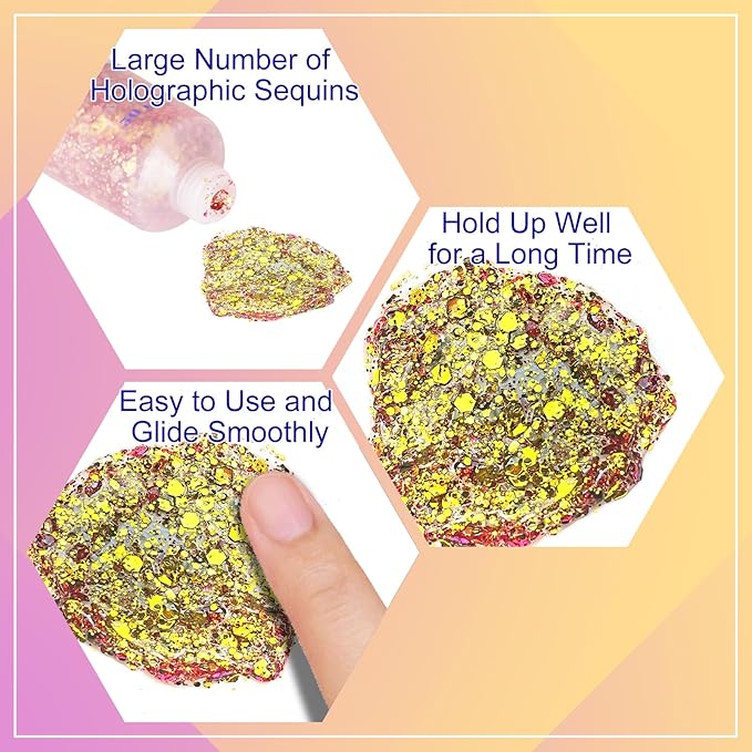 MEICOLY Chameleon Gold Body Glitter,Mardi Gras Outfit for Women,Color Changing Face Glitter,Self-adhesive Chunky Glitter Face Paint,Holographic Glitter for Face Body Hair,Festival Party Costume Makeup