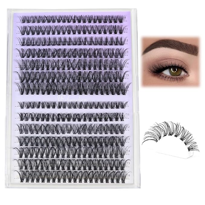 Lash Clusters 280pcs Lashes DIY Lash Extension Eyelash Clusters 40D 9-16mm D Curl Cluster Lashes Extensions Self Application (40D-0.07D-9-16MIX)