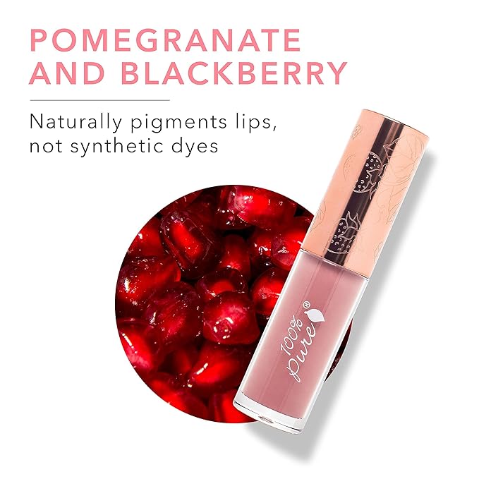 100% PURE Lip Gloss (Fruit Pigmented), Mauvely, High Shine, Moisturizing, Natural Lip Gloss, Sheer Finish, Tinted Lip Gloss w/Cocoa Butter, Vitamin E (Rosy Mauve Color) - 0.14 Fl Oz