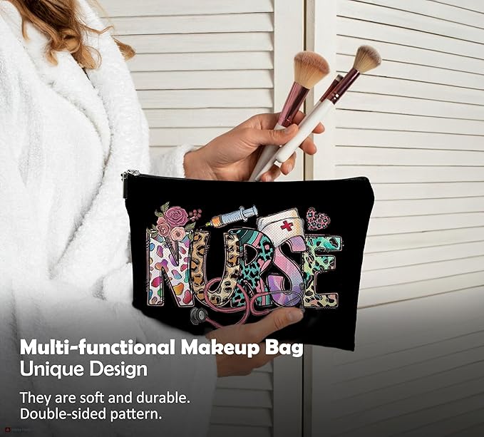 QGFM Nurse Makeup Bags,Nurse Gifts for Women,Nurse Cosmetic Bags With Zipper,Nurse Gifts for Nursing Student,Student Nurse Gifts