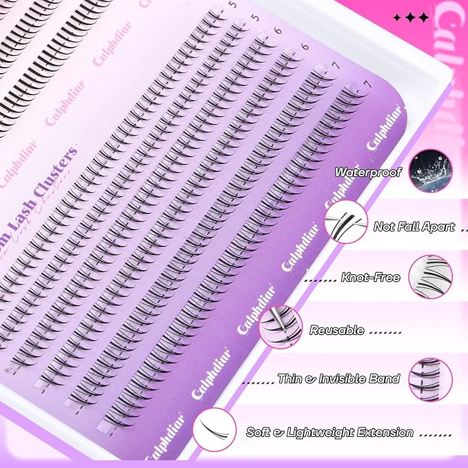 calphdiar Bottom Lashes Extension 552pcs Natural Lower Eyelash Clusters 5-7mm Bottom Lash Clusters 2 Styles Individual Lashes DIY Bottom Cluster Eyelash Extensions