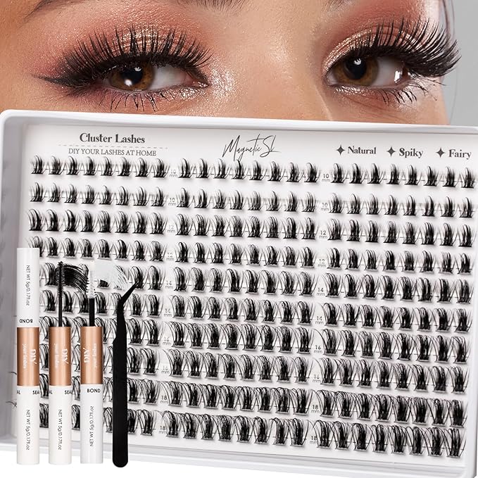 Lash Clusters 300pcs Manga Lash Extension Kit 10-18mm Cluster Eyelash Extensions Natural Lash Individual Lashes -M33-Natural