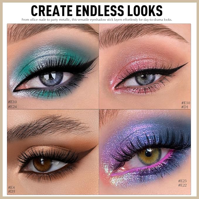 Glitter Eyeshadow Stick - Dazzling Blue Shimmer Cream Eye Shadow Pencil Buildable Sparkling Face Highlighter Makeup, Long Lasting Lightweight Waterproof & Smudge Proof for Easy Application