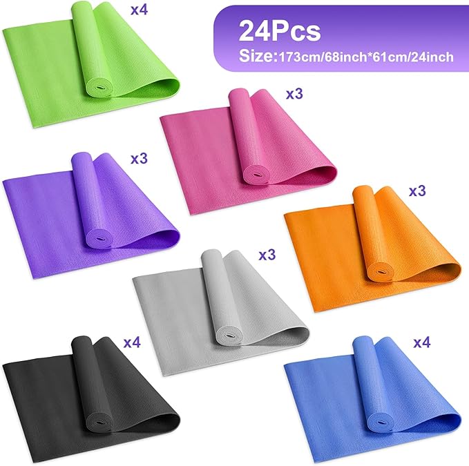 Funtery 3 mm Thick Yoga Mat Exercise Workout Mat Non Slip Fitness Pad for Women Gym Home Yoga Pilates