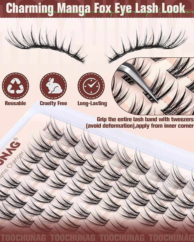 Fairy Lash Clusters Wispy Cluster Eyelash Extensions Left&Right Spiky Eyelash Clusters 10-16MM Individual Lashes Manga Lash Extensions by TOOCHUNAG