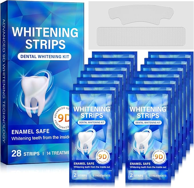 Sensitive Teeth Whitening Strips Kit - 28 Strips Whitener Safe Whitestrip,14 Treatments Sodium Hydroxide Teeth Whitener for Coffee, Wine, Tobacco, and Other Stains