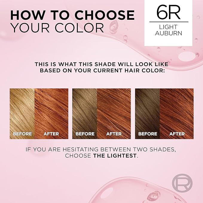 L'Oreal Paris Excellence Crème Permanent Hair Dye, Triple Care Hair Color with Hyaluronic Acid for 100% Gray Coverage, 6R Light Auburn, 1 Kit (Packaging May Vary)