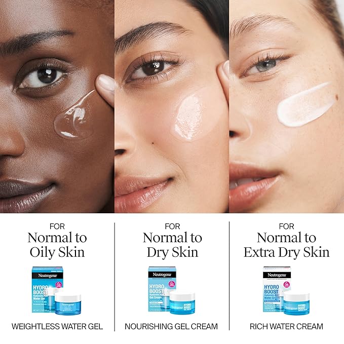 Neutrogena Hydro Boost Gel Cream with Hyaluronic Acid, Lightweight Facial Moisturizer for Normal to Dry Skin, Hydrating & Non-Comedogenic Face Cream for Dewy, Plump Skin, Fragrance Free, 1.7 fl. oz