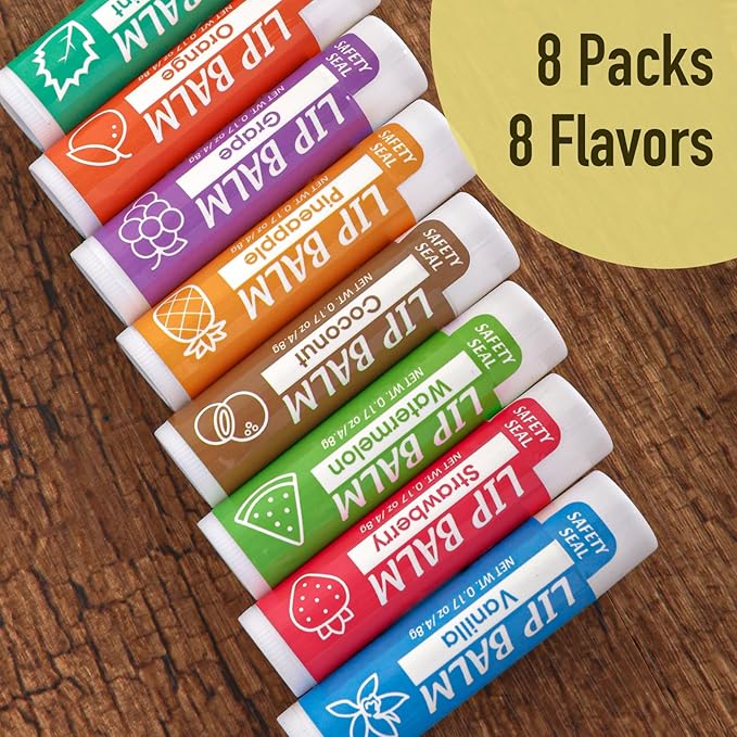 Lip Balm, 8 Pack Natural Bulk Stocking