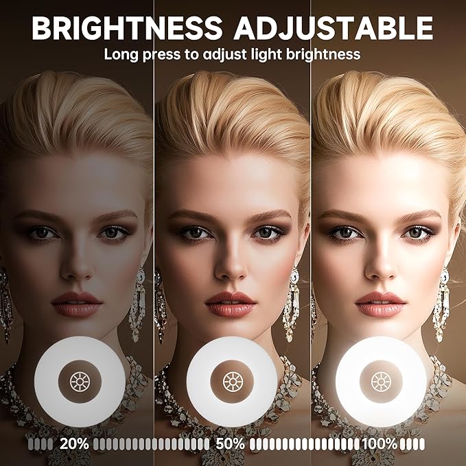 MINISO Vanity Mirror with Lights-12" x 14" Arched Makeup Mirror with 3 Color Lights, Adjustable Brightness,10X Magnification