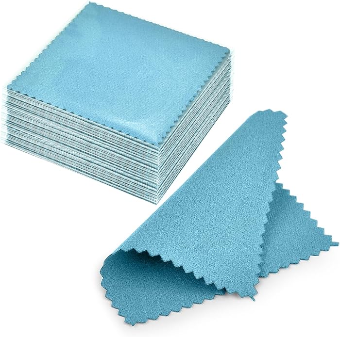 SEVENWELL 50pcs Jewelry Cleaning Cloth Pink Polishing Cloth for Sterling Silver Gold Platinum Small Polish Cloth 8x8cm