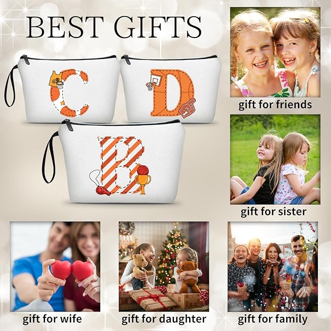 ARIOSEY Basketball Gifts Monogrammed Cosmetic Travel Makeup Bag Basketball Accessories Graduation Birthday Gifts for Girls Coaches Daughters Team Friend Mom Player-B