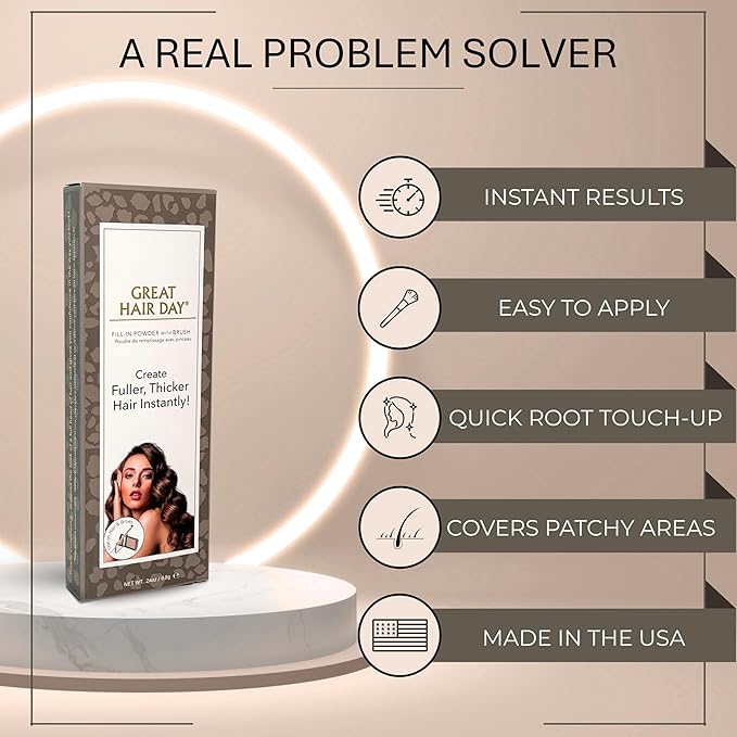 Joan Rivers Great Hair Day Fill-In Powder & Root Touch-Up Stick – Root Cover Up for Thinning Hair - Thicker and Fuller Hair – (Blonde)