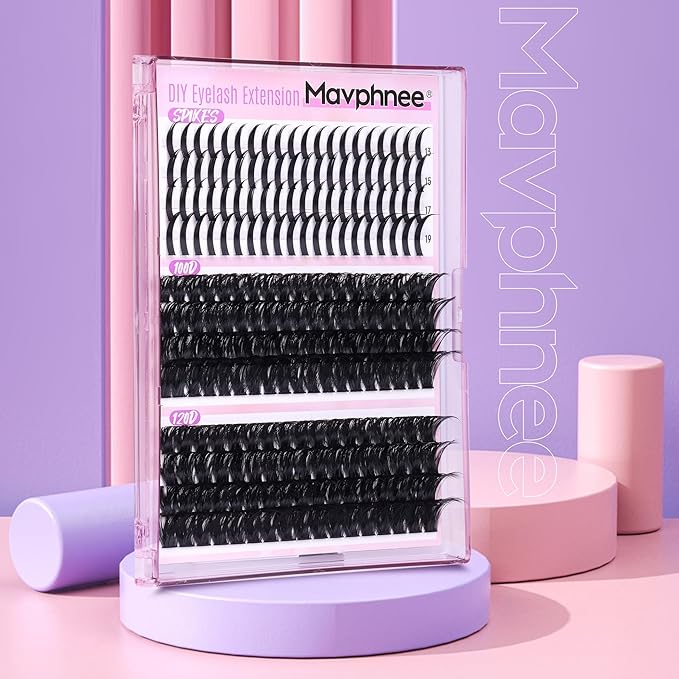 Lash Clusters with Spikes Russian Lash Extensions Spiky Individual Eyelashes 100D 120D Volume Cluster Eyelash Extensions 224 Pcs D-Curly Cluster Lashes Hybrid Eyelash Cluster by Mavphnee (12-19MM)