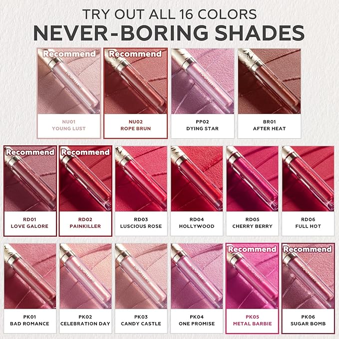 FOCALLURE Metallic Liquid Lipstick,Non Stick Cup Lip Gloss,High Impact Lip Color with Transfer-proof Wear,Long Lasting & Waterproof Lipstick Makeup for Women,RD04 HOLLYWOOD