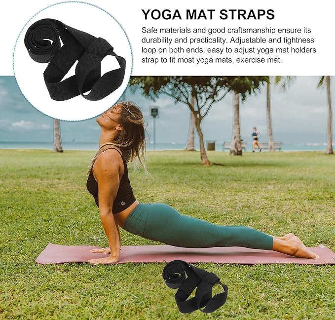 2pcs Adjustable Yoga Mat Strap Carrier Black Sturdy Yoga Mat Holder Sling for Carrying and Storing Suitable for Travel and Gym Use