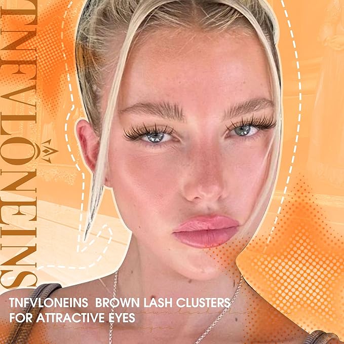 TNFVLONEINS Brown Lash Clusters Fairy Cluster Eyelash Extensions Natural Eyelash Clusters Wispy Individual Lashes Clusters Spiky Lash Extension Dark Brown Cluster Lashes DIY C-Curly Eyelash Extension