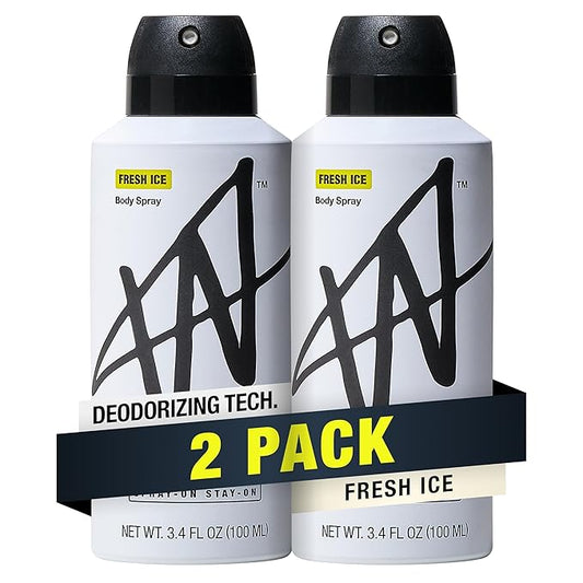 Jake Paul Fresh Ice Body Spray for Men By W, Odor Blocking Body Deodorant, Long Lasting Protection, 3.4 fl oz (Pack of 2)