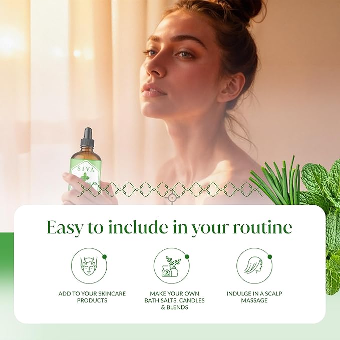 Siva Peppermint Essential Oil and Lemongrass Essential Oil 4oz Bundle Super Saver Combo – Premium Grade Value Set for Aromatherapy, Scalp Massage, Hair Care, Skin & Body