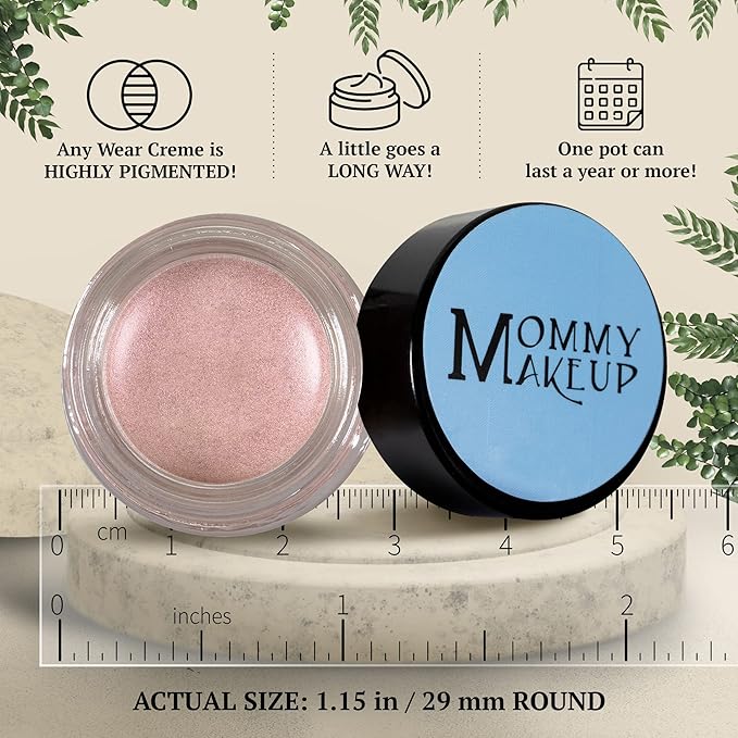 Mommy Makeup Any Wear Creme Eyeshadow - Waterproof, Crease-Proof, Long Lasting, High Pigment, Oil-free - Cream to Powder for Eyes, Cheeks & Lips (Pink Icing)
